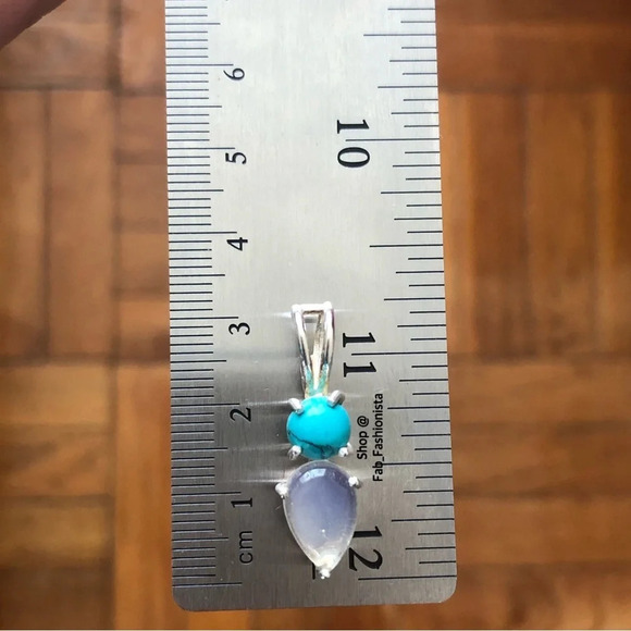 Sterling silver turquoise opalite pendent - Picture 7 of 7
